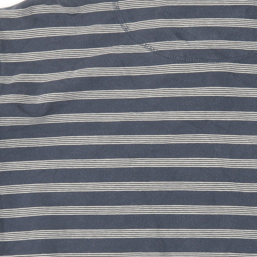 Marks & Spencer Mens Blue Striped Cotton Pullover Sweatshirt Size XL - Pockets