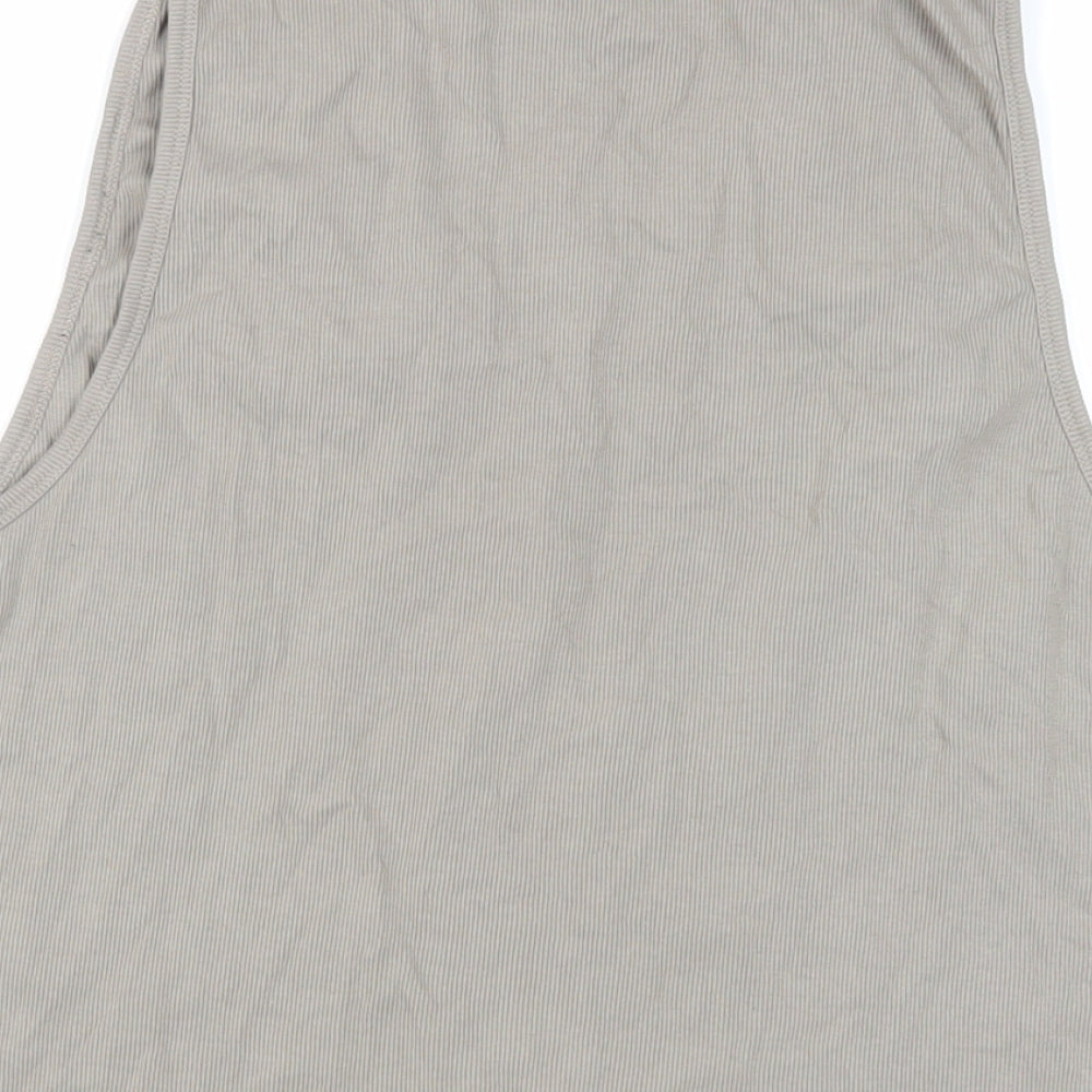 ASOS Mens Beige Cotton T-Shirt Size L Crew Neck - Ribbed