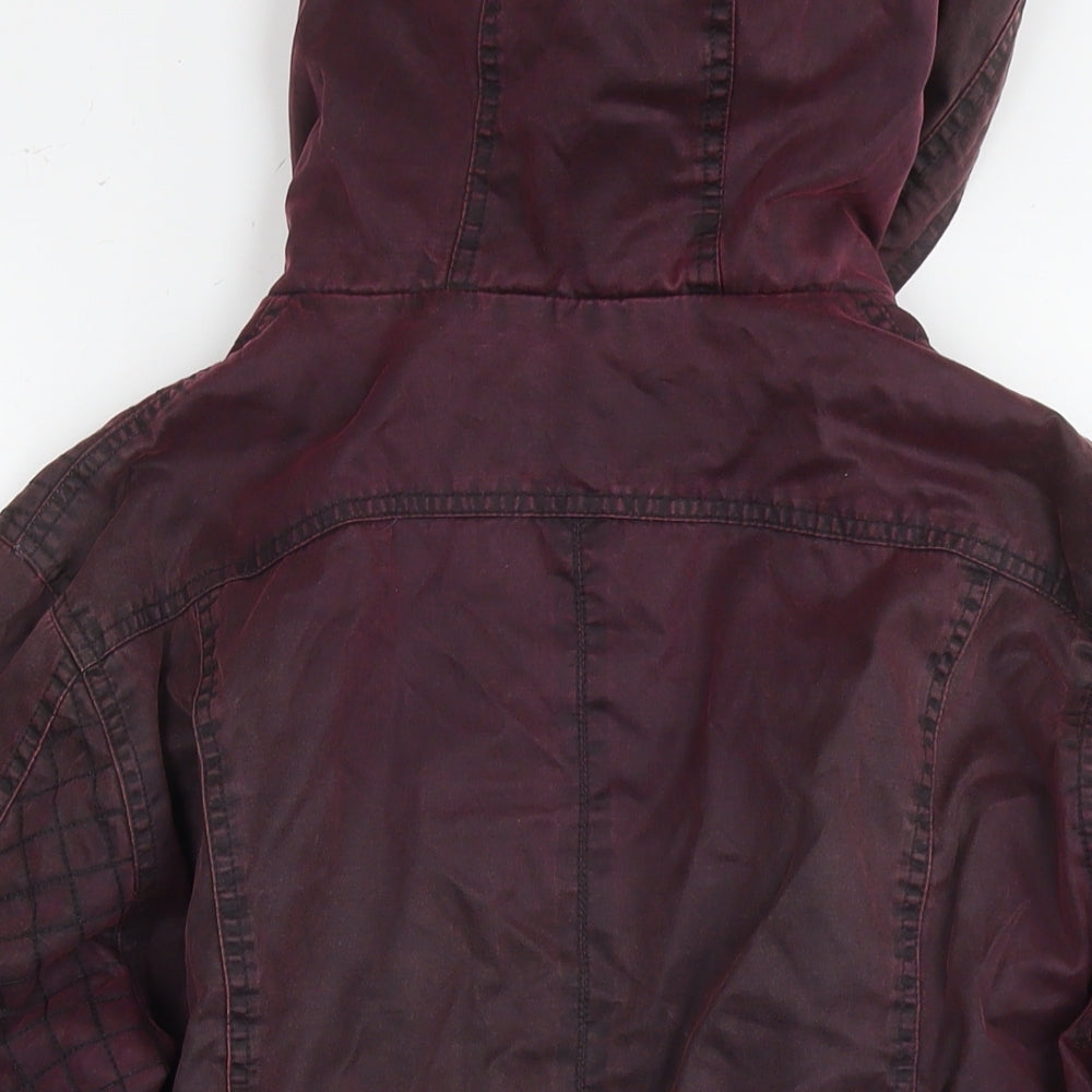 Marks & Spencer Womens Red Rain Coat Coat Size 14 Zip - Waxed Look