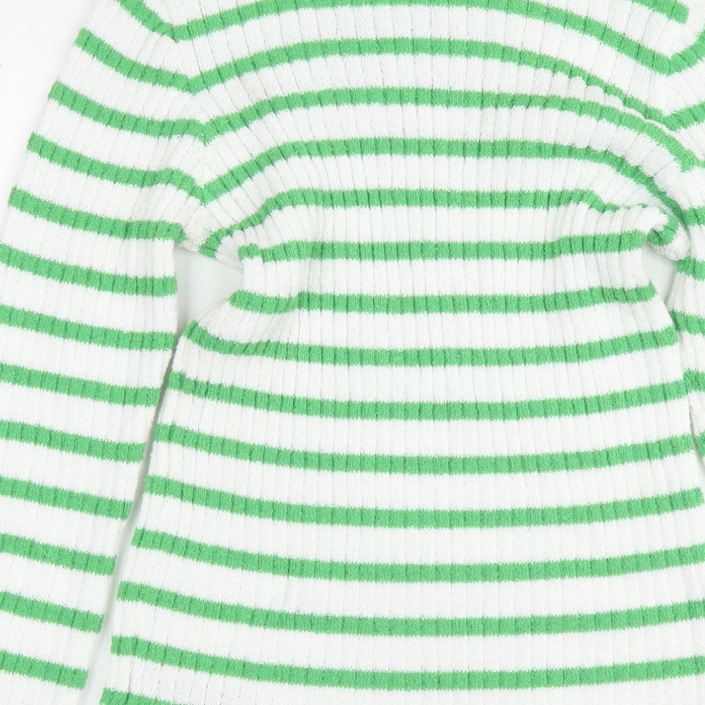 Very Womens White Round Neck Striped Polyester Pullover Jumper Size 12 - Size 12-14