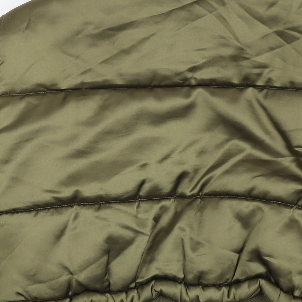 Topshop Womens Green Puffer Jacket Coat Size 8 Zip