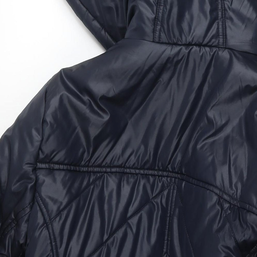 Marks & Spencer Womens Blue Quilted Jacket Size L Zip