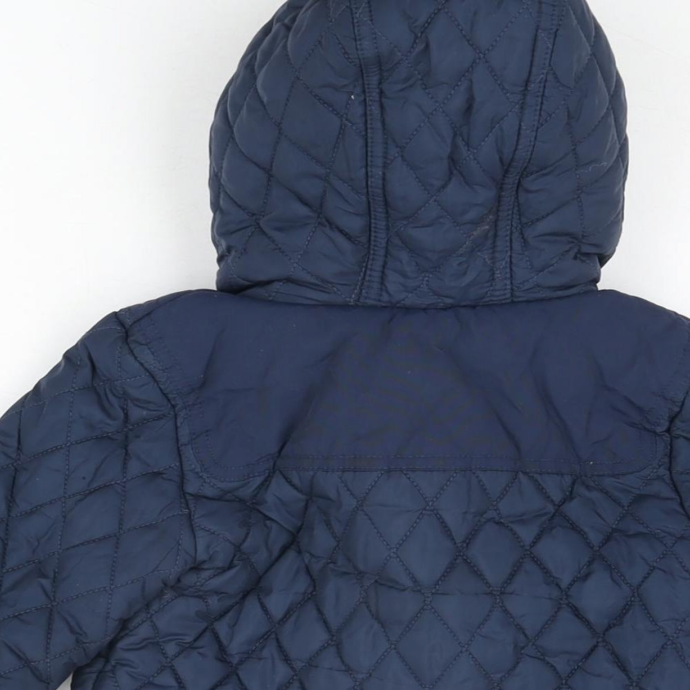 Marks & Spencer Boys Blue Quilted Coat Size 3-4 Years Zip