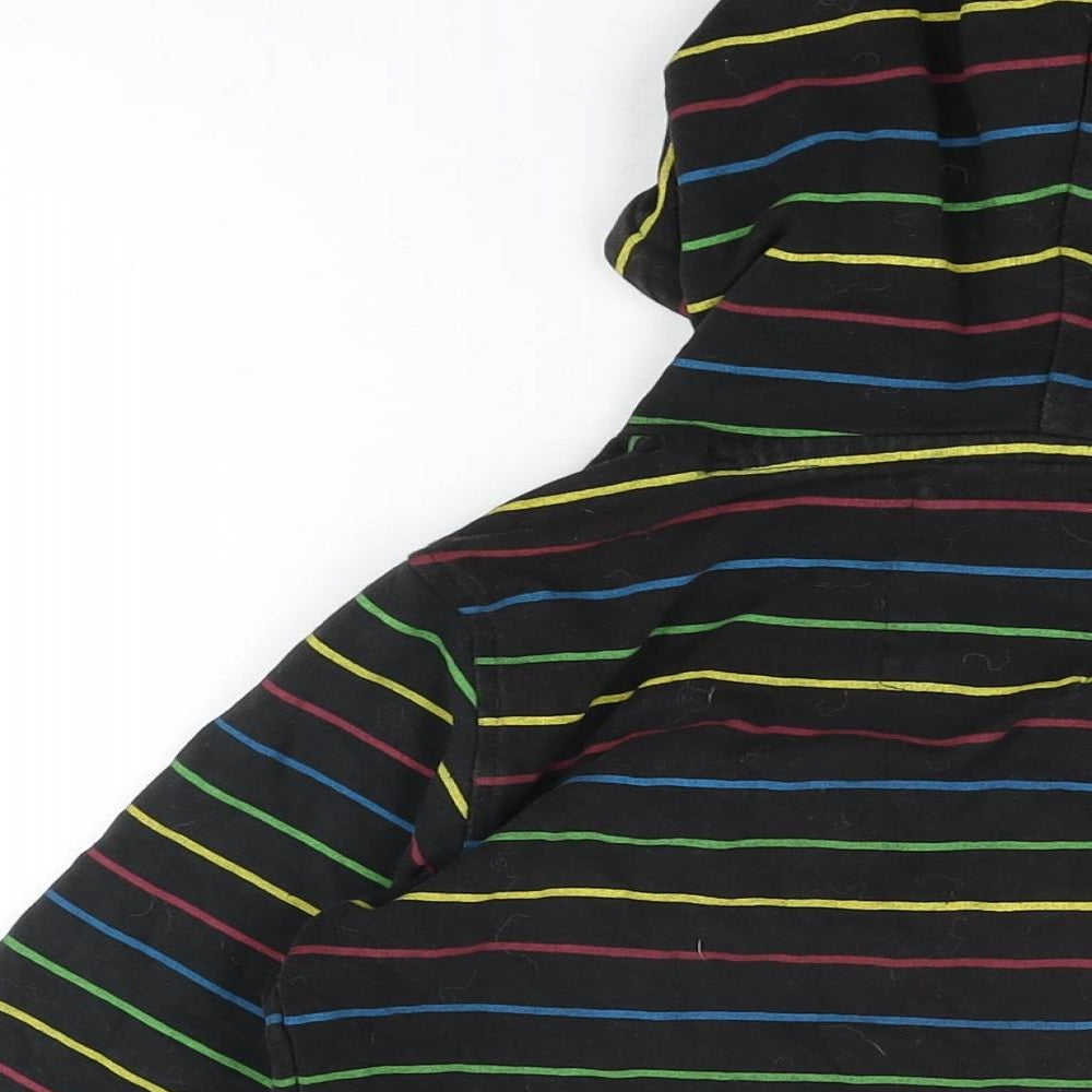 Xdye Womens Black Striped Cotton Pullover Hoodie Size L Pullover
