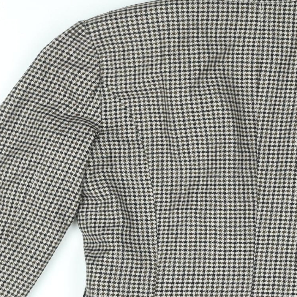 H&M Womens Brown Geometric Jacket Blazer Size 4 Button