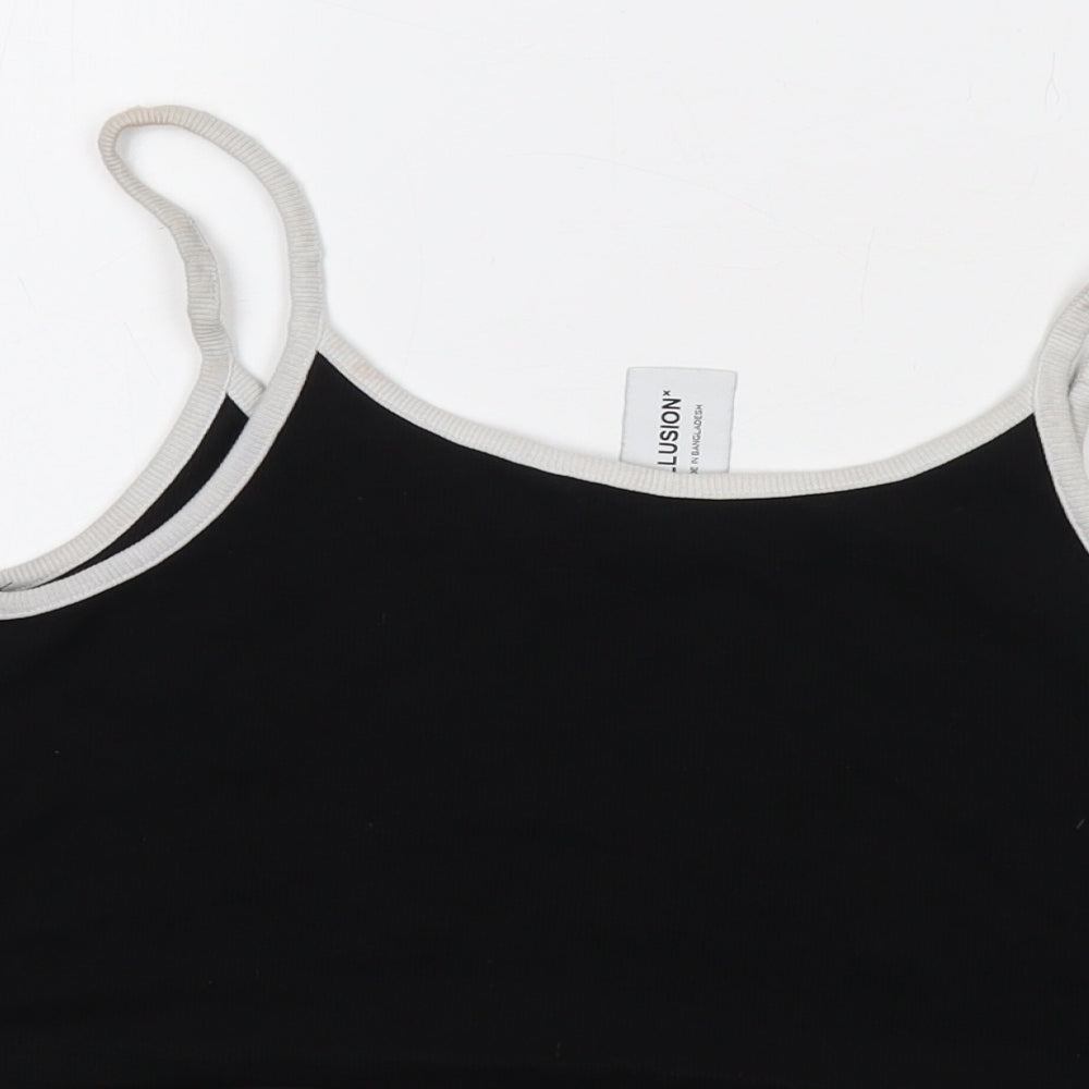 COLLUSION Womens Black Cotton Cropped Tank Size 14 Round Neck