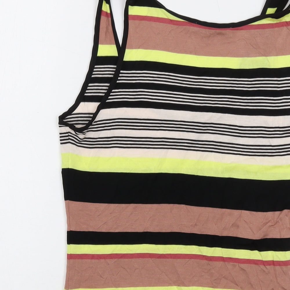 Oasis Womens Multicoloured Striped Viscose Basic Tank Size S Round Neck