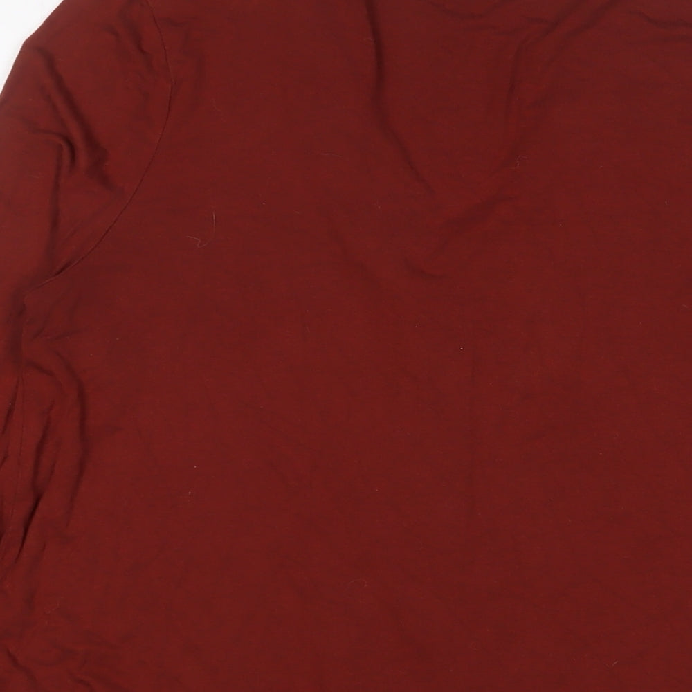 New Look Womens Brown Viscose Basic Blouse Size 12 V-Neck