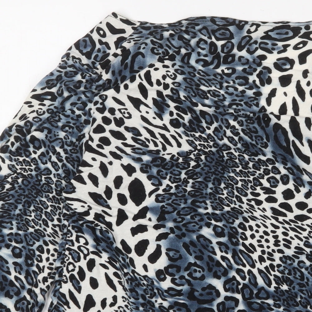 Joella Di Marco Womens Blue Animal Print Viscose Basic Blouse Size M Scoop Neck