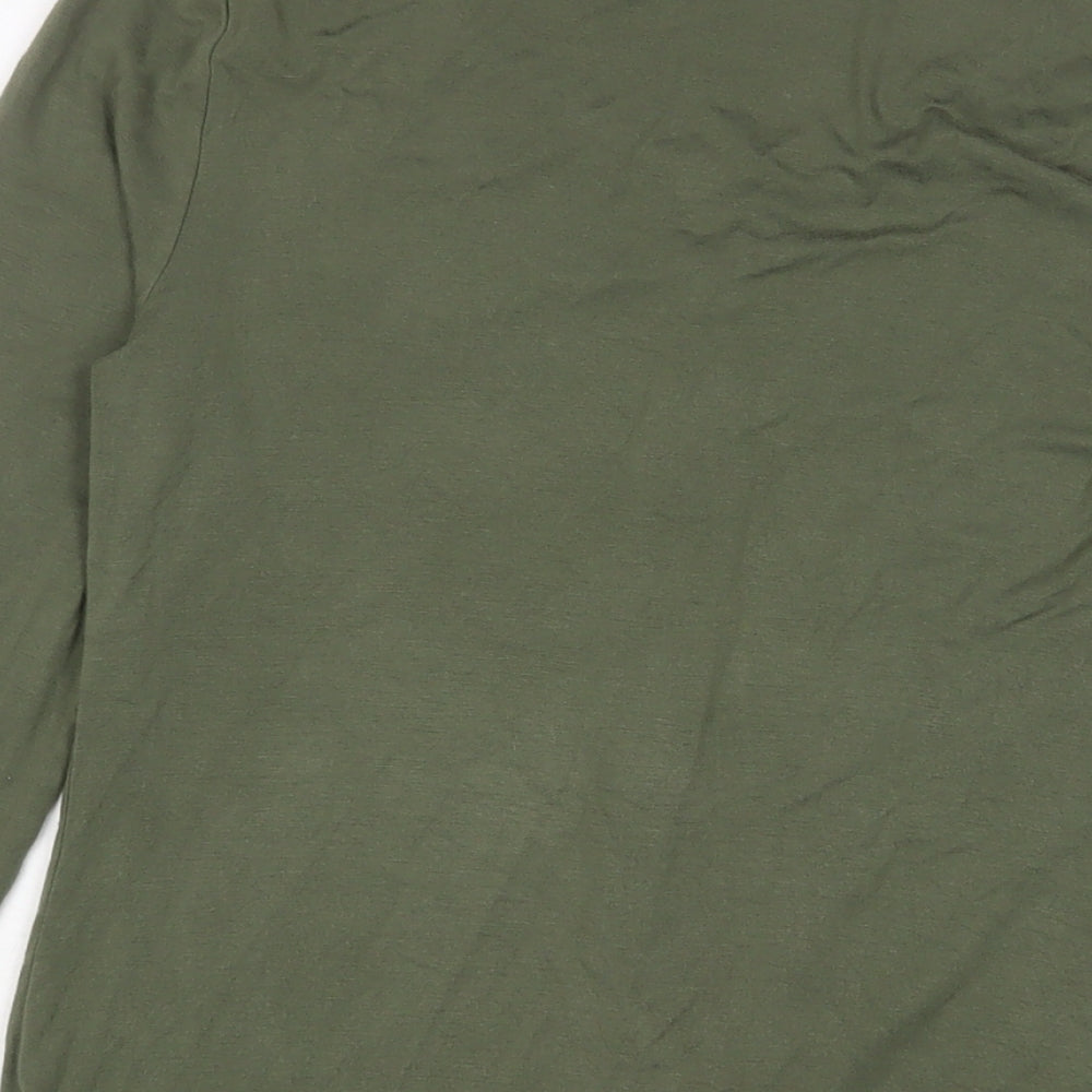 Cupio Womens Green Viscose Basic T-Shirt Size M Scoop Neck