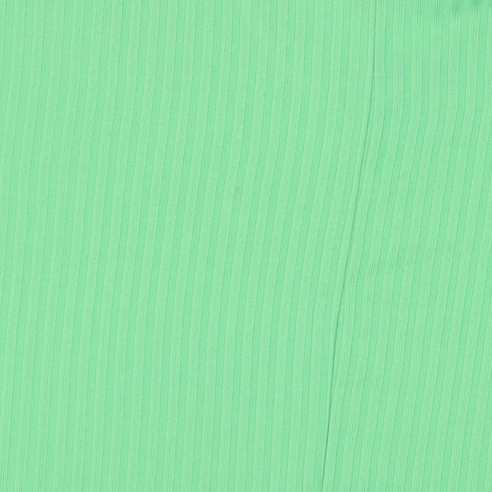 New Look Womens Green Polyester Basic T-Shirt Size S V-Neck