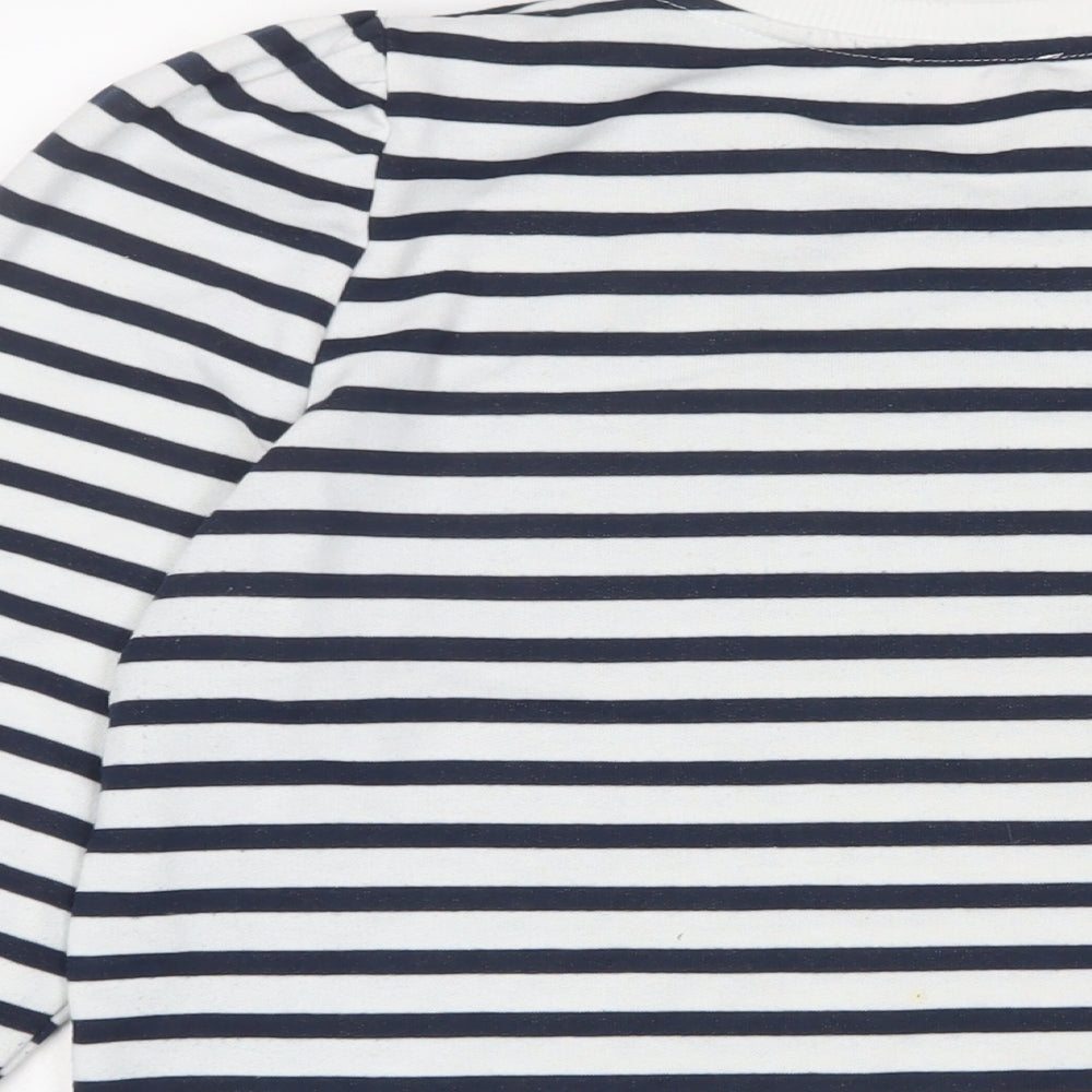 Savida Womens White Striped Cotton Pullover Sweatshirt Size L Pullover