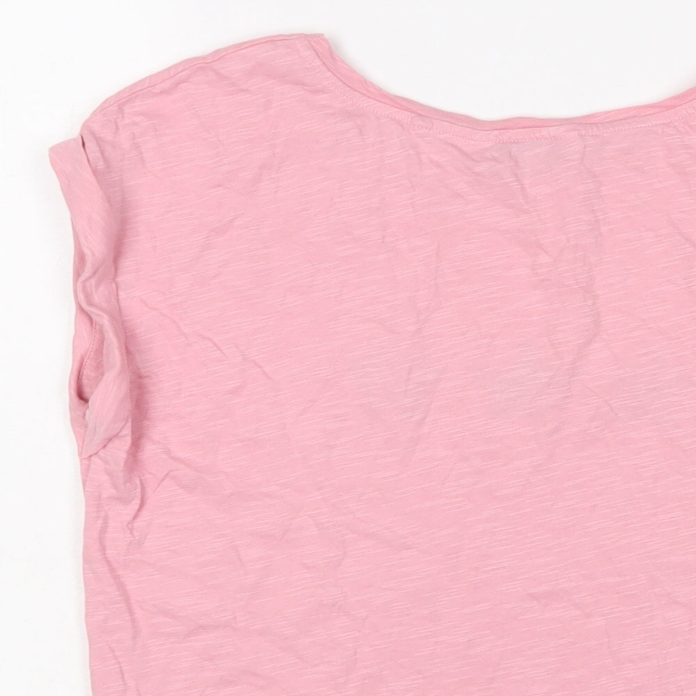 NEXT Womens Pink Cotton Basic T-Shirt Size 10 Crew Neck - Stars