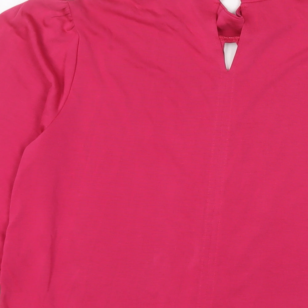 Marks & Spencer Womens Pink Modal Basic Blouse Size 12 Round Neck - Keyhole neck