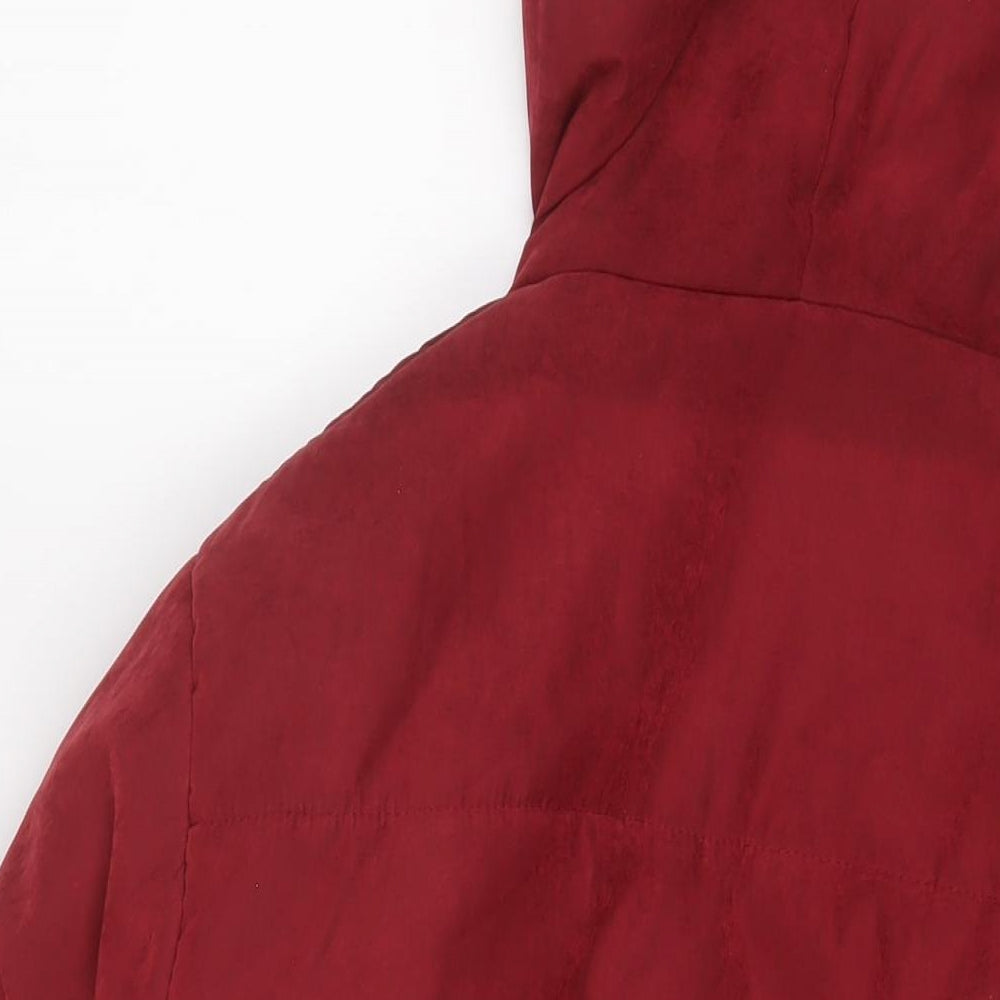 PRETTYLITTLETHING Womens Red Quilted Coat Size 14 Zip