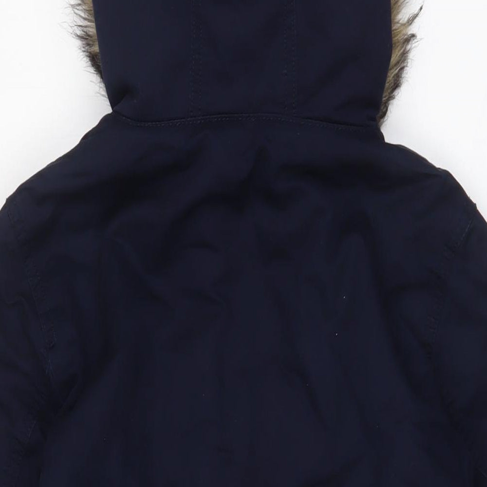 H&M Womens Blue Parka Coat Size 8 Zip