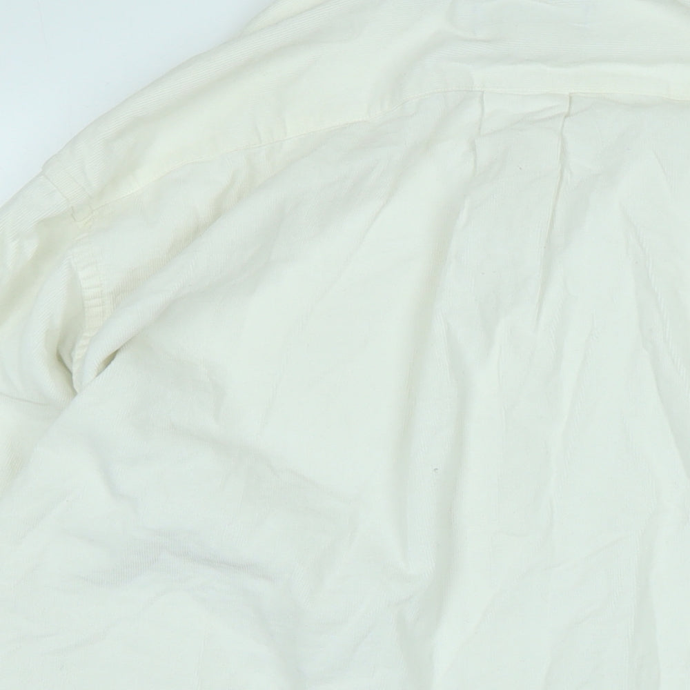 Roundtree & Yorke Mens Ivory Cotton Blend Button-Up Size XL Collared Button