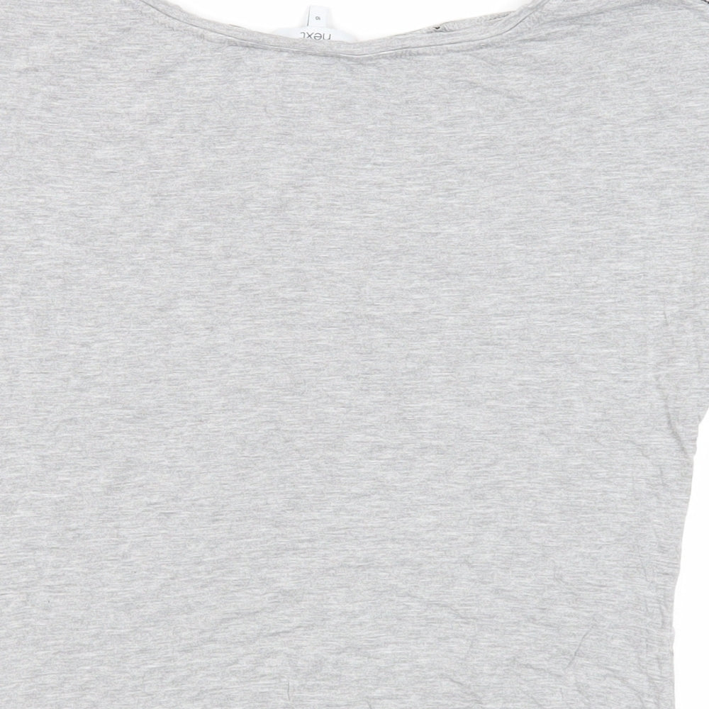NEXT Womens Grey Animal Print Viscose Basic T-Shirt Size 10 Boat Neck