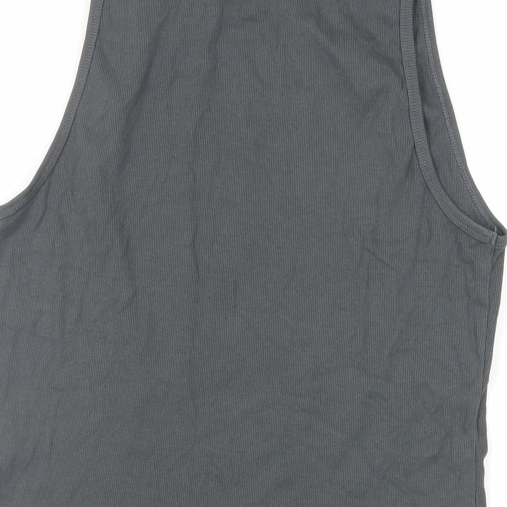 ASOS Womens Grey Cotton Basic Tank Size L Round Neck - Ribbed