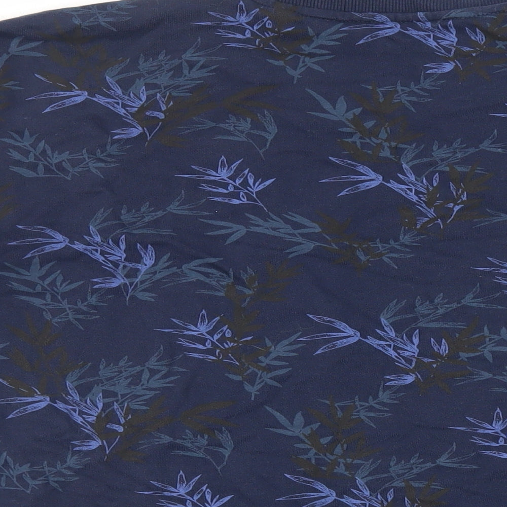 Next Mens Blue Floral Cotton Pullover Sweatshirt Size L