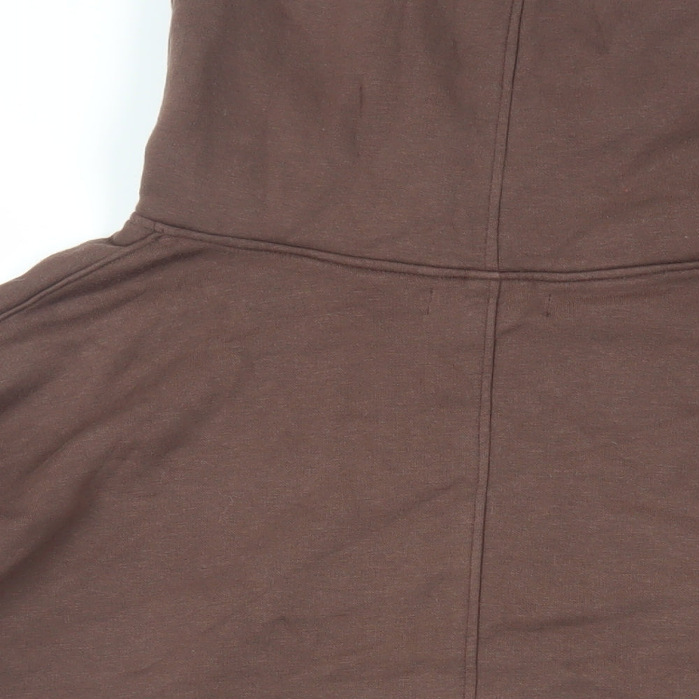 Motel Womens Brown Cotton Full Zip Hoodie Size S Zip - Cropped Oversized