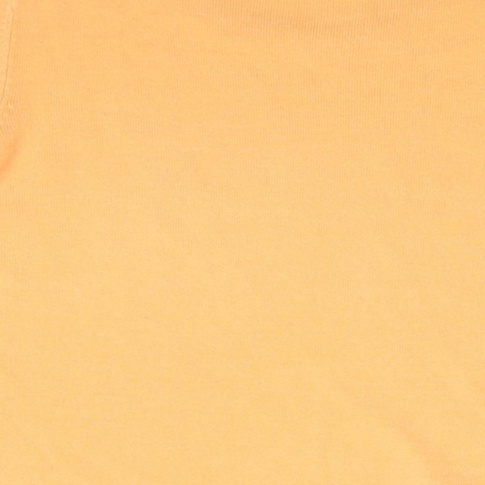 Marks & Spencer Womens Orange Acrylic Basic T-Shirt Size 14 Round Neck