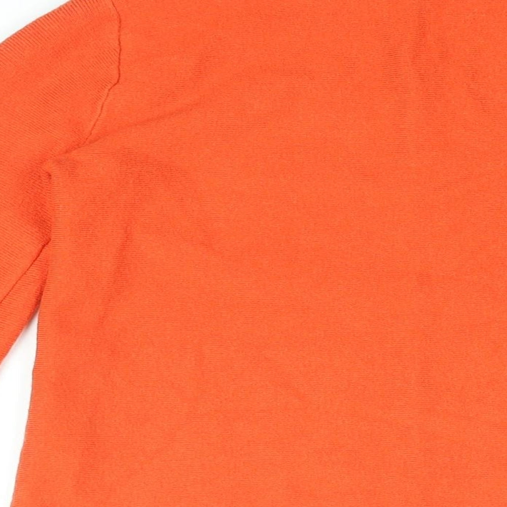 Oasis Womens Orange Viscose Basic T-Shirt Size XS Boat Neck