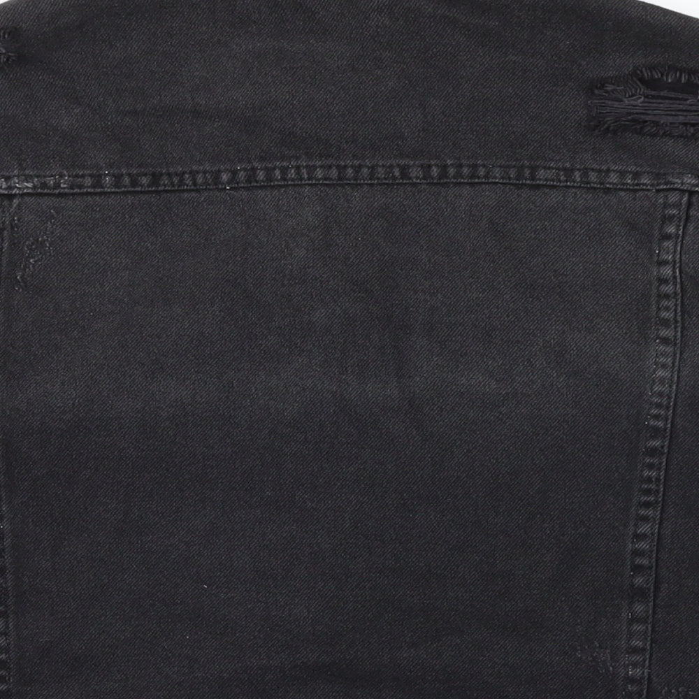 New Look Womens Black Jacket Size 8 Button - Distressed look