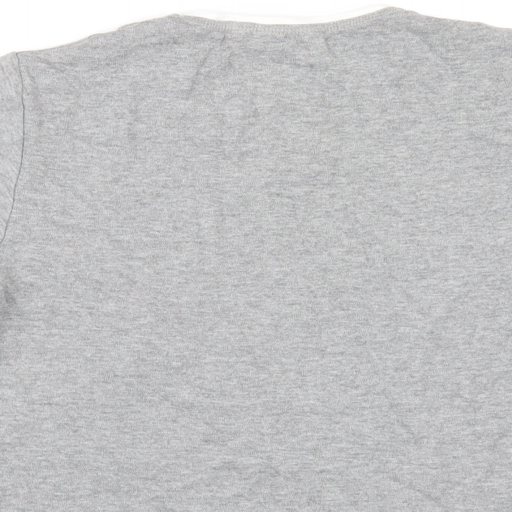 LA Gear Womens Grey Cotton Basic T-Shirt Size 16 V-Neck