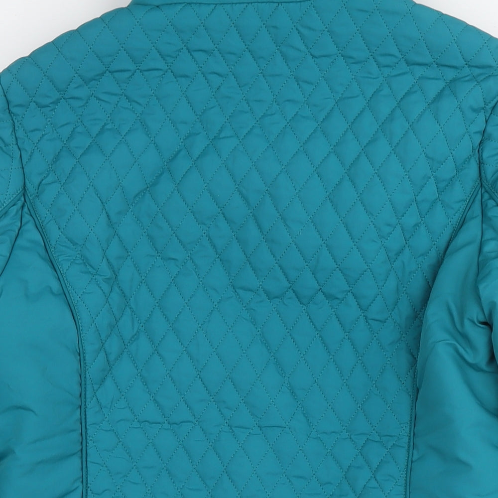 First Avenue Womens Blue Quilted Coat Size S Zip