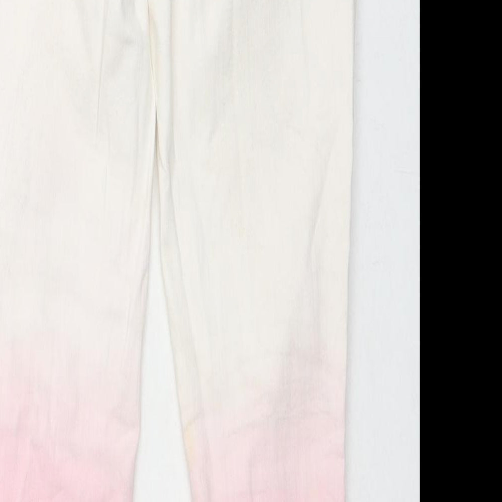 Next Girls White Colourblock Cotton Skinny Jeans Size 10 Years L25 in Regular Zip