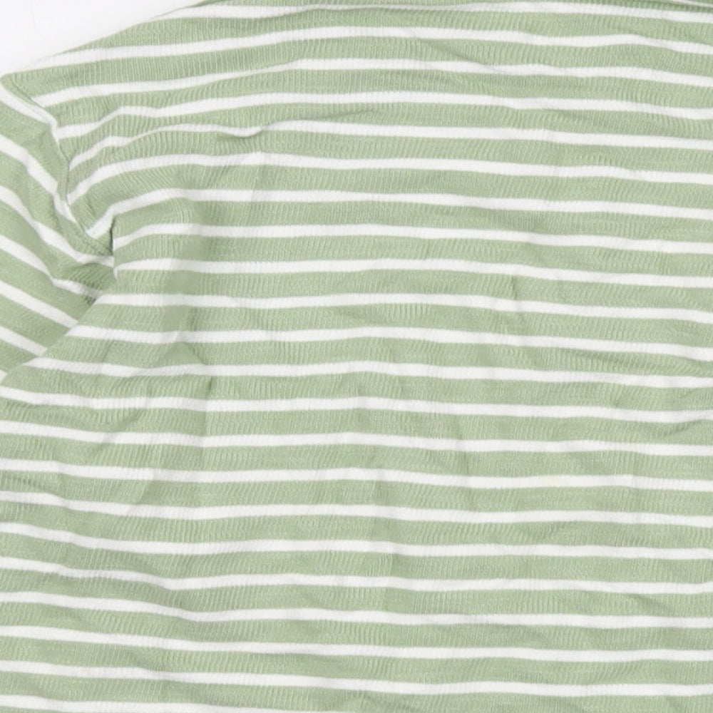 Marks & Spencer Womens Green Striped Cotton Pullover Sweatshirt Size L Pullover