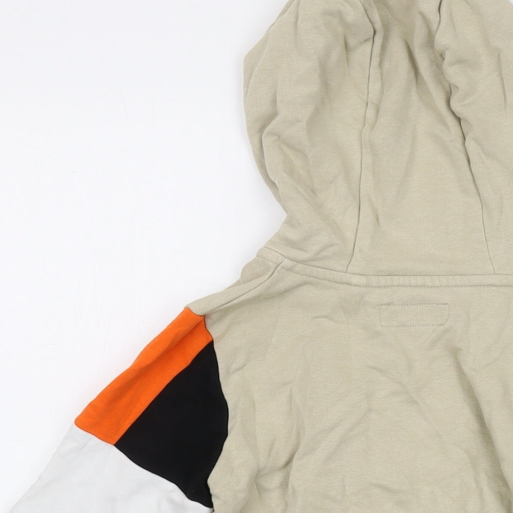 Next Boys Beige Cotton Full Zip Hoodie Size 7 Years Zip