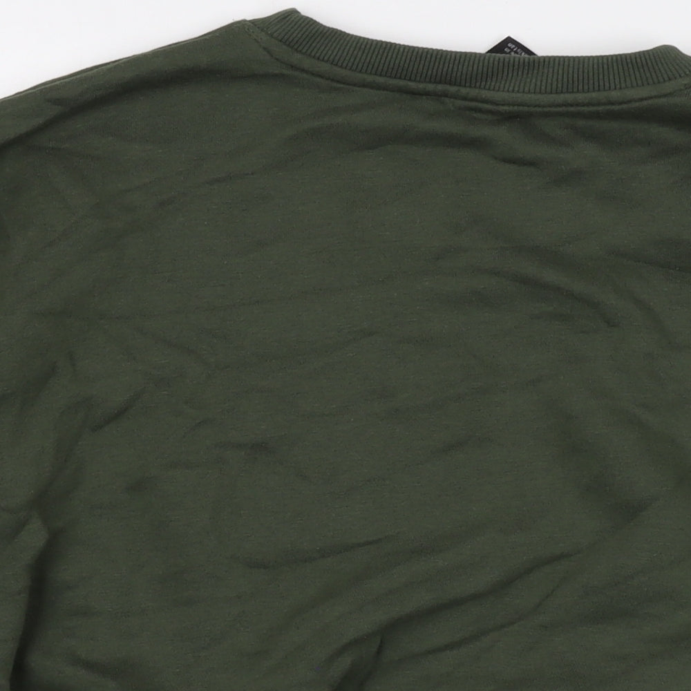 New Look Womens Green Cotton Pullover Sweatshirt Size S Pullover