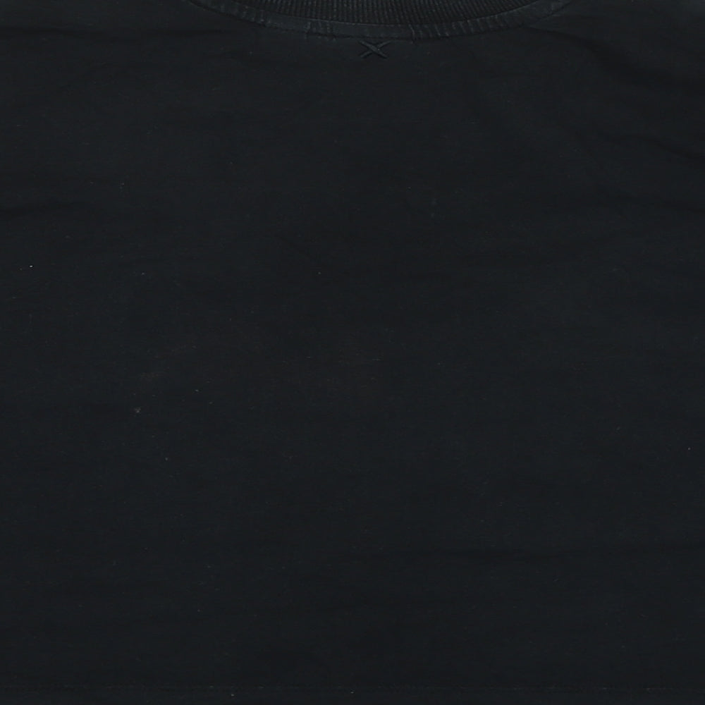 COLLUSION Womens Black Cotton Basic T-Shirt Size 12 Crew Neck