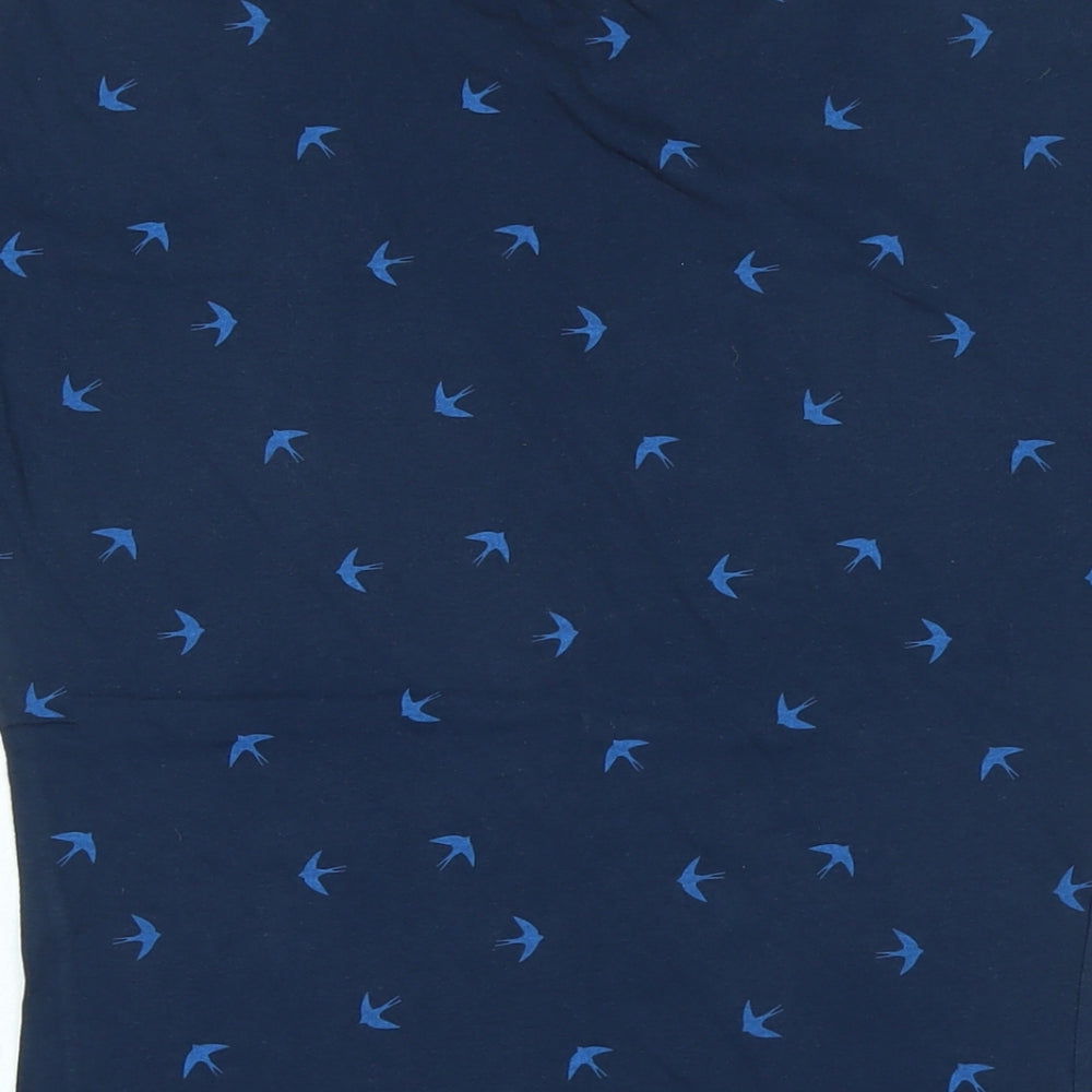 Miso Womens Blue Cotton Basic T-Shirt Size 10 Scoop Neck - Birds