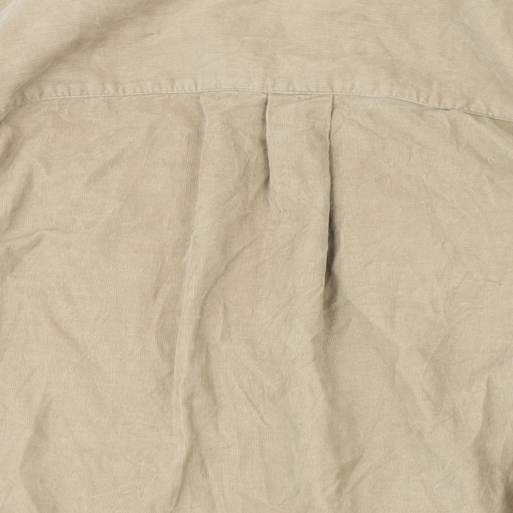 Sonoma Mens Beige Cotton Blend Button-Up Size L Collared Button