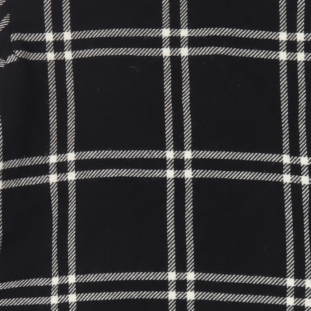 ALEX&CO Womens Black Plaid Overcoat Coat Size 10 Button