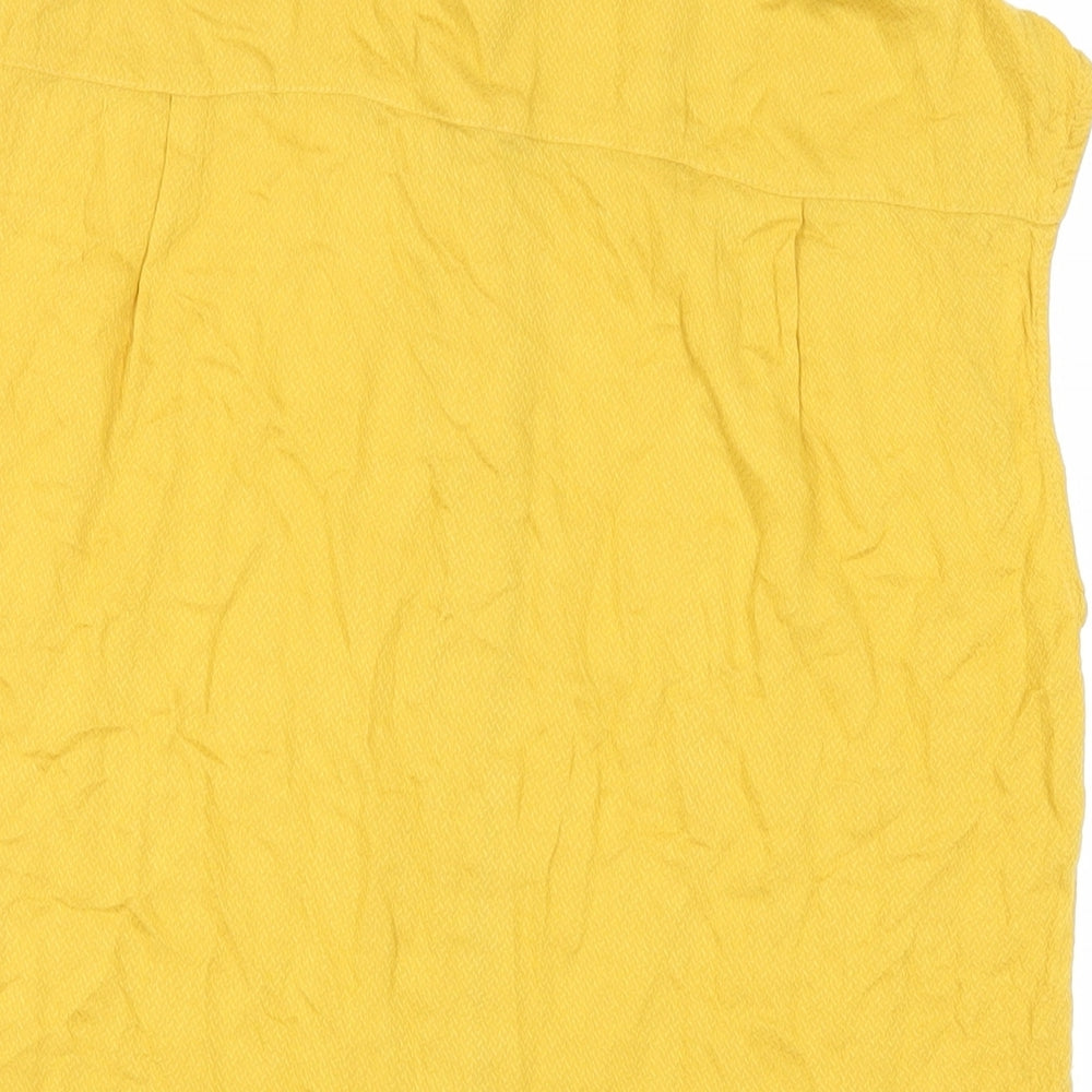 H&M Womens Yellow Viscose Basic Button-Up Size 8 Collared