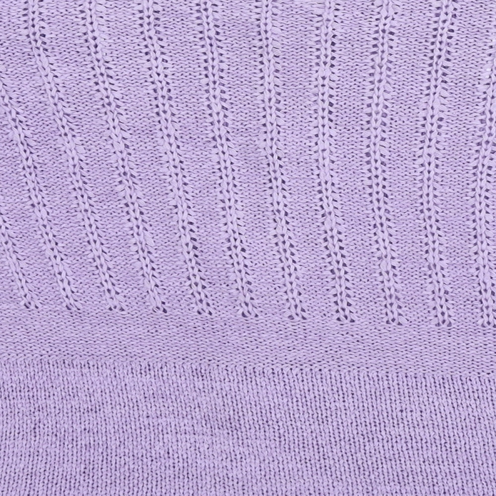 Marks & Spencer Womens Purple Round Neck Acrylic Cardigan Jumper Size 14