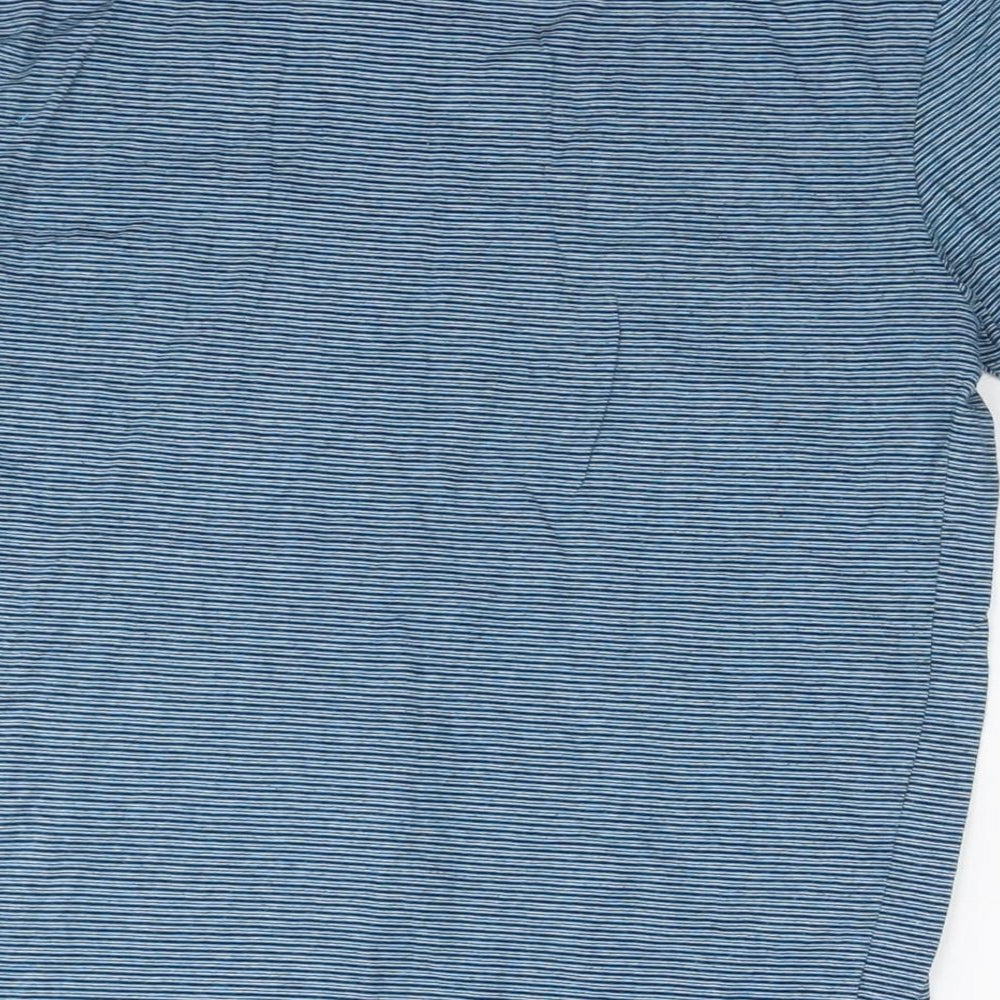 NEXT Womens Blue Striped Cotton Basic T-Shirt Size XS Round Neck