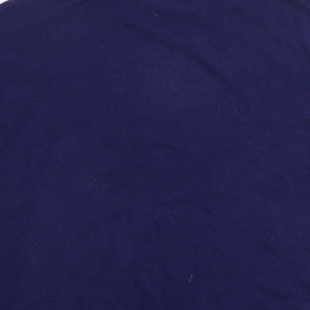 Marks & Spencer Womens Blue Mock Neck Acrylic Pullover Jumper Size 14