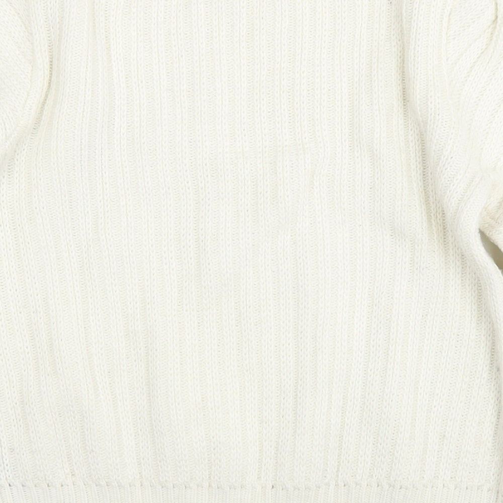 Marks & Spencer Womens White Round Neck Polyester Pullover Jumper Size 10