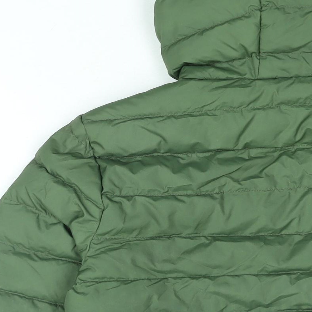 11 Degrees Mens Green Geometric Puffer Jacket Coat Size Xs Zip