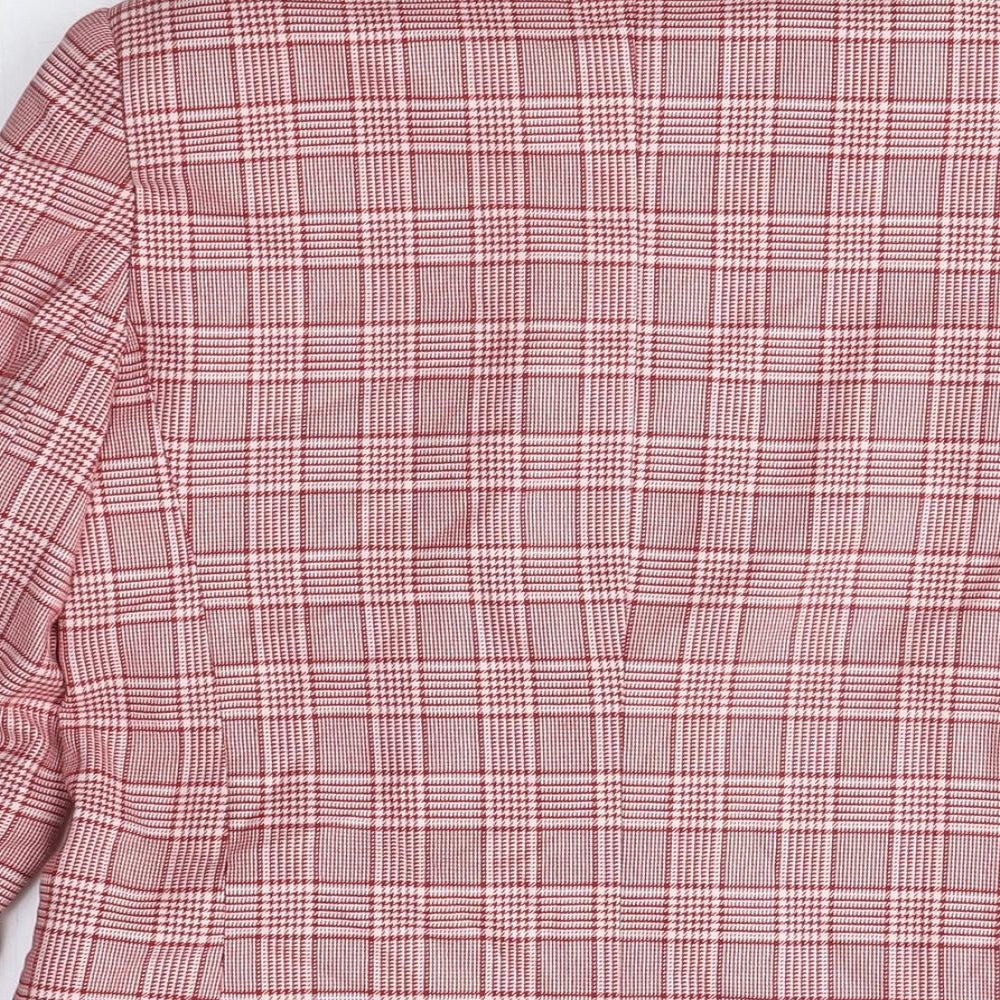 Brand and care label for ASOS Women’s Red Plaid Double-Breasted Jacket UK 12