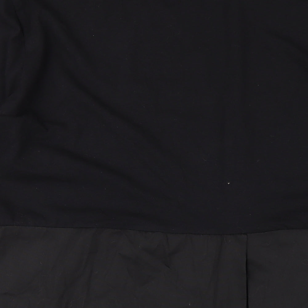 Studio Womens Black Cotton A-Line One Size Round Neck Pullover