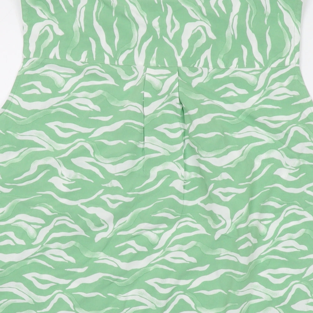 TOM TAILOR Womens Green Animal Print Viscose Basic Tank Size 10 V-Neck