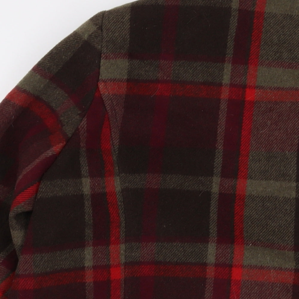 Classic Womens Multicoloured Plaid Overcoat Coat Size 18 Button