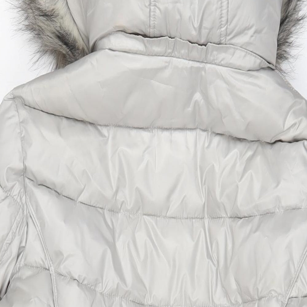 Gallery Womens Grey Quilted Coat Size M Zip
