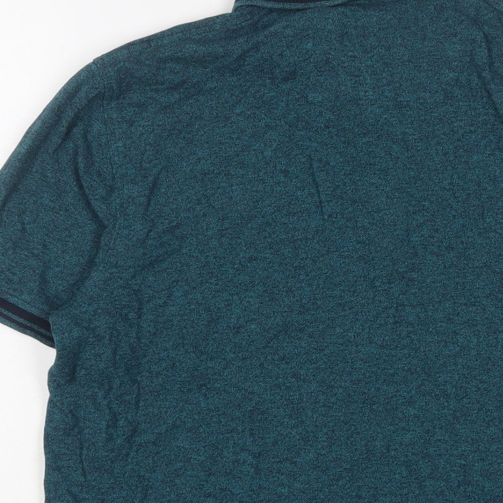 Maine New England Mens Blue Cotton Polo Size M Collared Button